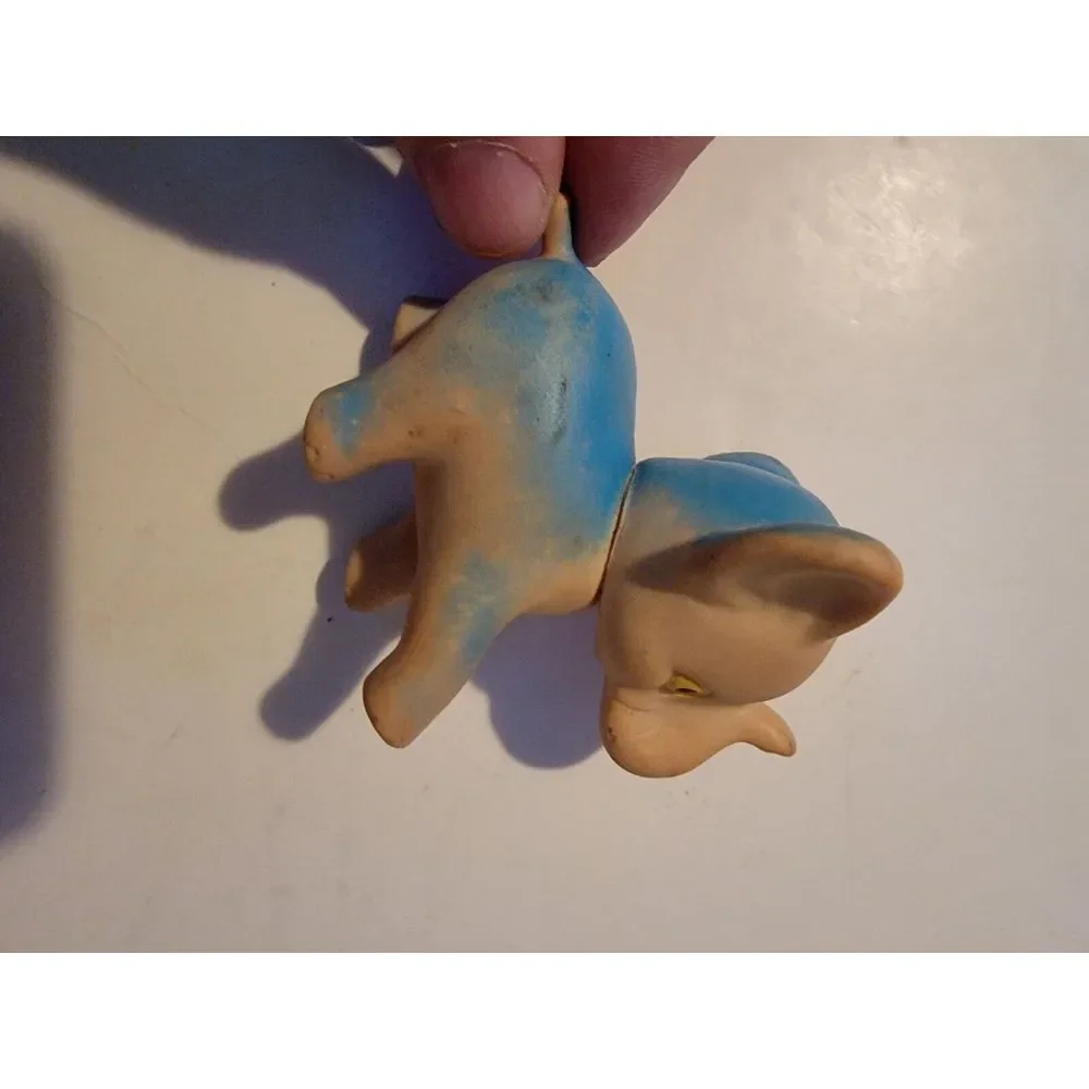 Vintage Blue Elephant Vinyl Rubber Squeaky Toy Vtg‎ Retro Rare